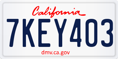 CA license plate 7KEY403