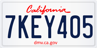 CA license plate 7KEY405