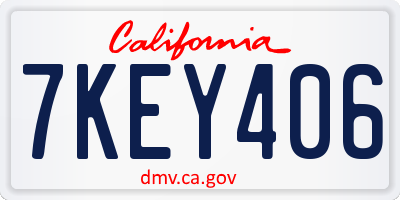 CA license plate 7KEY406
