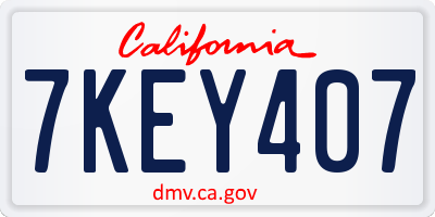CA license plate 7KEY407