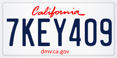 CA license plate 7KEY409