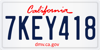 CA license plate 7KEY418