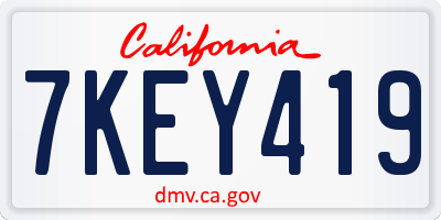 CA license plate 7KEY419