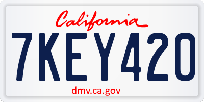 CA license plate 7KEY420