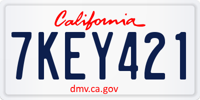 CA license plate 7KEY421