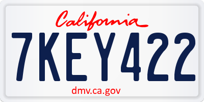 CA license plate 7KEY422