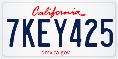 CA license plate 7KEY425