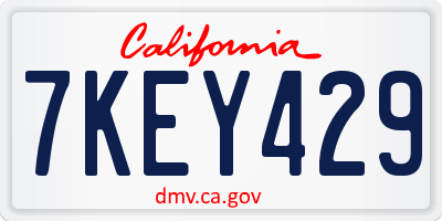CA license plate 7KEY429