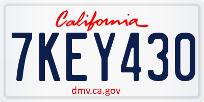 CA license plate 7KEY430