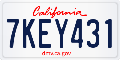 CA license plate 7KEY431