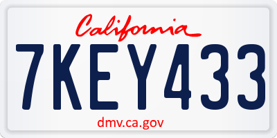 CA license plate 7KEY433