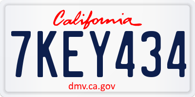 CA license plate 7KEY434
