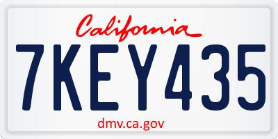 CA license plate 7KEY435