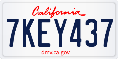 CA license plate 7KEY437