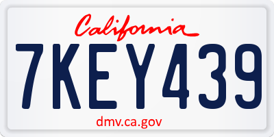 CA license plate 7KEY439