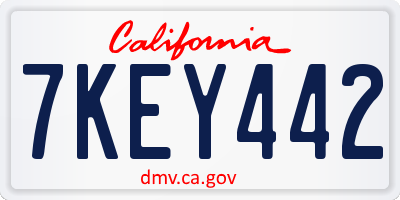 CA license plate 7KEY442