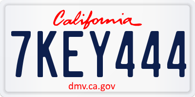 CA license plate 7KEY444