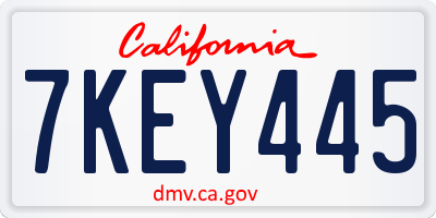CA license plate 7KEY445