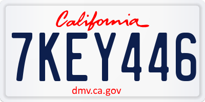 CA license plate 7KEY446