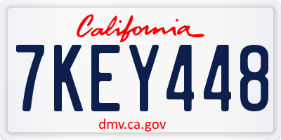 CA license plate 7KEY448