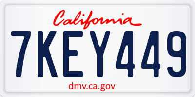 CA license plate 7KEY449