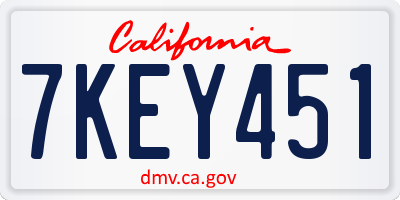 CA license plate 7KEY451