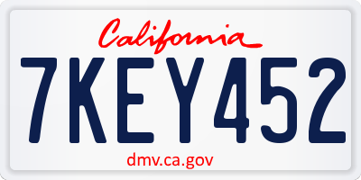CA license plate 7KEY452