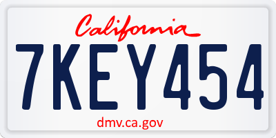 CA license plate 7KEY454