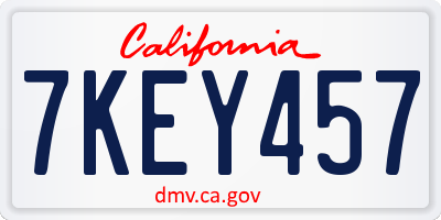 CA license plate 7KEY457