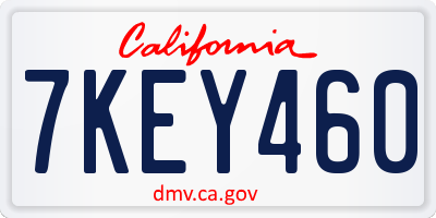 CA license plate 7KEY460