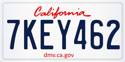 CA license plate 7KEY462