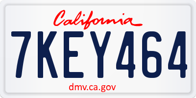 CA license plate 7KEY464