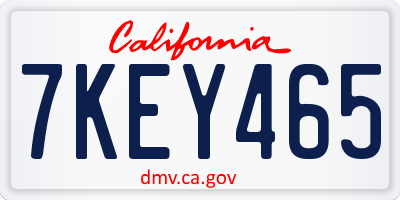 CA license plate 7KEY465