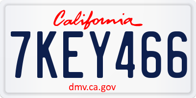 CA license plate 7KEY466