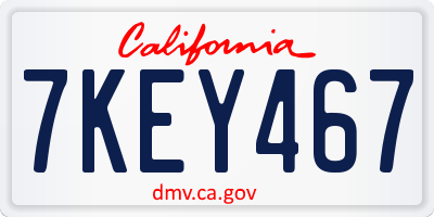 CA license plate 7KEY467
