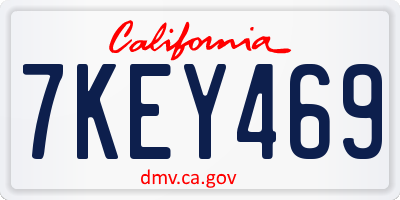CA license plate 7KEY469