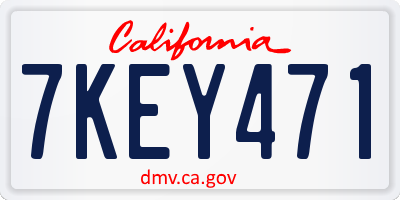 CA license plate 7KEY471