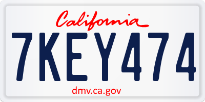 CA license plate 7KEY474