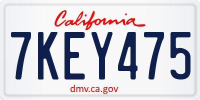 CA license plate 7KEY475