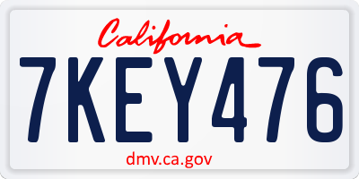 CA license plate 7KEY476