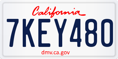 CA license plate 7KEY480