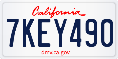 CA license plate 7KEY490