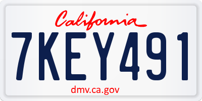 CA license plate 7KEY491