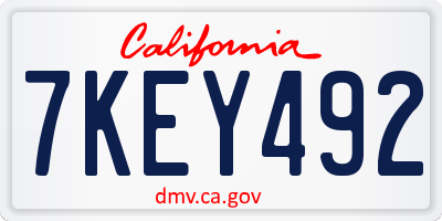 CA license plate 7KEY492