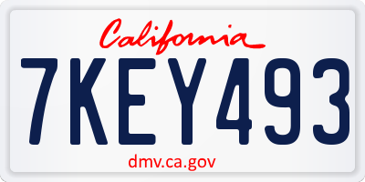 CA license plate 7KEY493