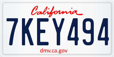 CA license plate 7KEY494