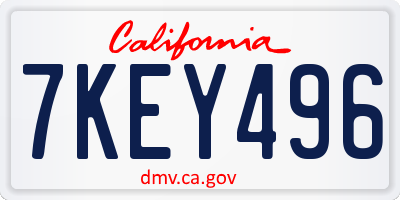 CA license plate 7KEY496