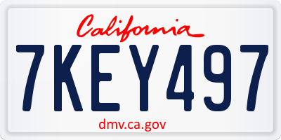 CA license plate 7KEY497