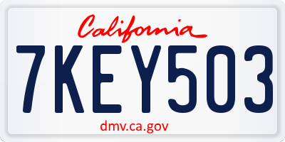 CA license plate 7KEY503