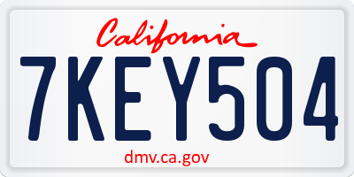 CA license plate 7KEY504